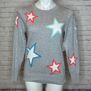 Time and Tru Star Print Gray Sweater Size S NWT